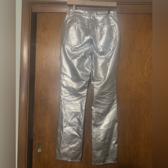 Good American Faux Leather Metallic Silver Pants Sz. 4/27 Worn 1 time - Picture 4 of 6